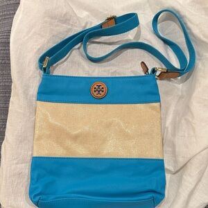 Tory Burch Vibrant Blue and Cream Crossbody Bag